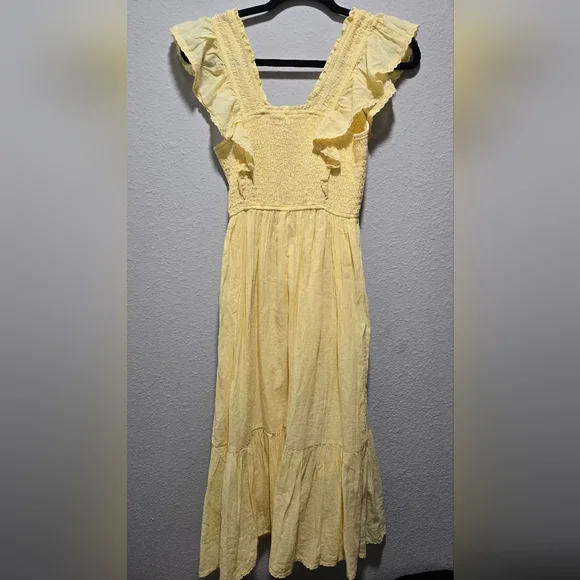 Nwt Aerie Yellow Ruffle Maxi Dress Size Small - Picture 6 of 11